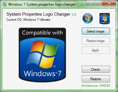 Windows 7 System Properties Logo Changer 0.6 [Eng]