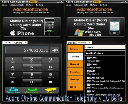 Adore On-line Communicator Telephony v 1.0 Beta