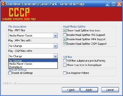 CCCP (Combined Community Codec Pack) 2011-09-03 Beta