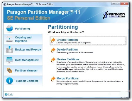 Paragon Partition Manager v 11 SE Personal Build 9887