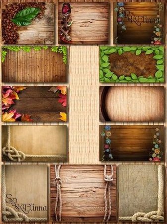 Set of backgrounds with a wooden texture