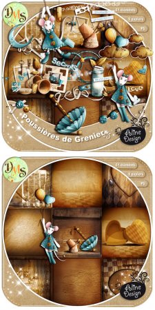 Scrap Set - Poussieres de Grenier PNG and JPG Files