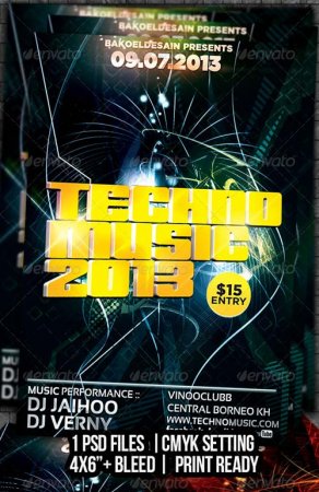 PSD - GraphicRiver Techno Music 2013 Flyer Volume 5