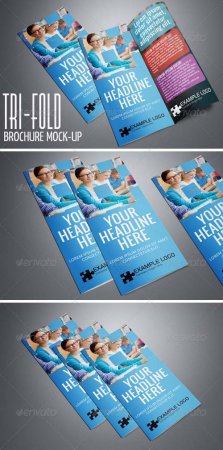 PSD - GraphicRiver Photorealistic Tri-Fold A4 Brochure Mock-up Vol.2