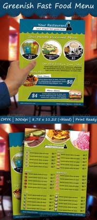 PSD - Greenish Fast Food Menu