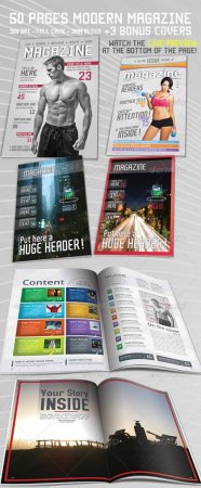 PSD - 50 Page Magazine / Newsletter + 3 Bonus Covers