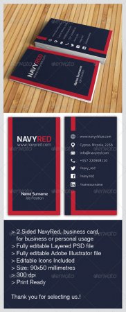 PSD - Navy Red Business Card