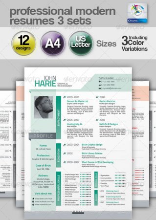 PSD - Modern Resume 3 Set