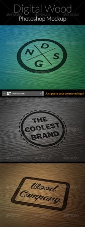 PSD - Logo Mock-Up Digital Wood Packs